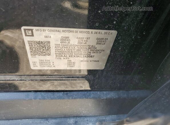 3GKALXEX5KL142087 2019 GMC TERRAIN Черный Вид наклейки с VIN-кодом