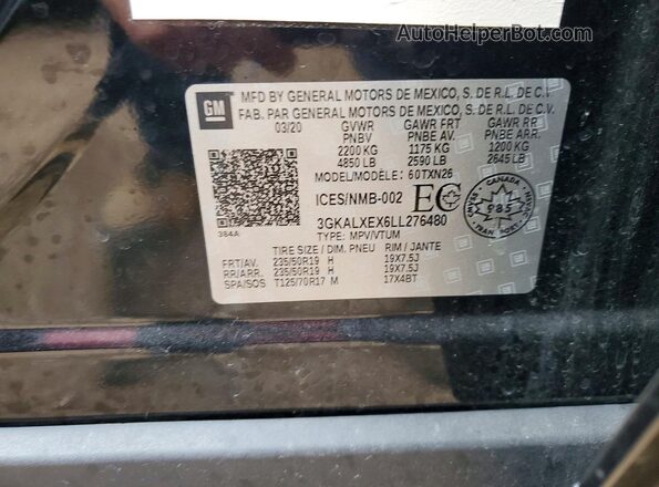 3GKALXEX6LL276480 2020 GMC TERRAIN Black Widok komory silnika