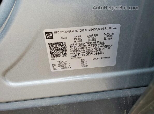 3GKALYEG2PL264497 2023 GMC TERRAIN Серый Вид наклейки с VIN-кодом