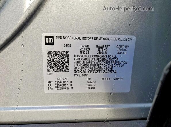 3GKALYEG2TL242574 2026 GMC TERRAIN Silver VIN sticker view