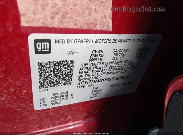 3GN7DMRP5SS260679 2025 CHEVROLET EQUINOX Red Вид підкапотного простору