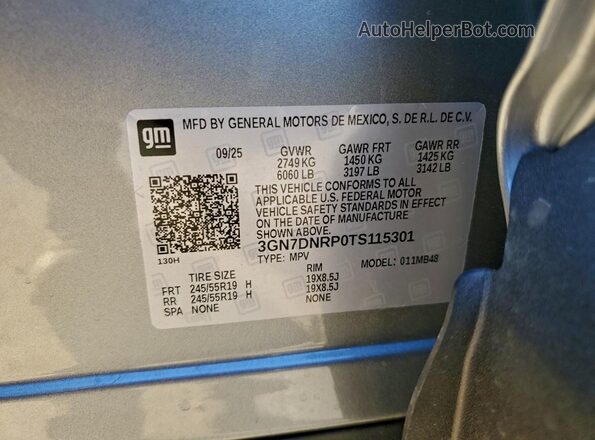 3GN7DNRP0TS115301 2026 CHEVROLET EQUINOX Silver Вид наклейки з VIN-кодом