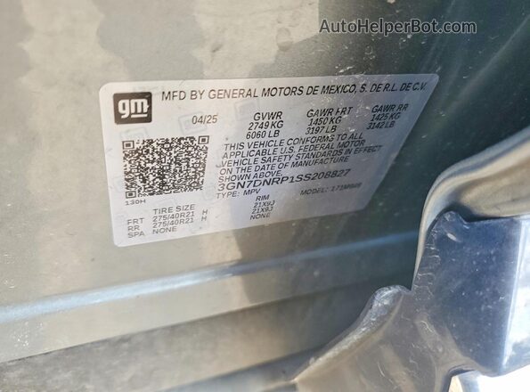 3GN7DNRP1SS208827 2025 CHEVROLET EQUINOX Серебряный Вид наклейки с VIN-кодом