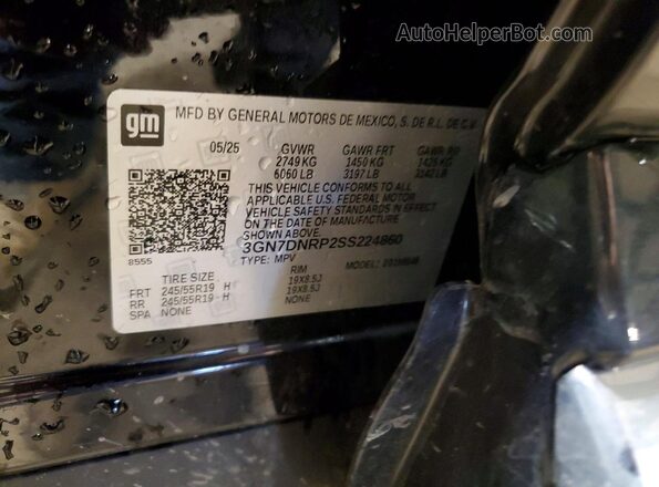 3GN7DNRP2SS224860 2025 CHEVROLET EQUINOX Черный Вид наклейки с VIN-кодом
