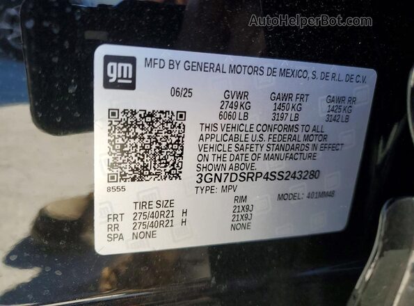 3GN7DSRP4SS243280 2025 CHEVROLET EQUINOX Черный Панорамный вид салона 360°