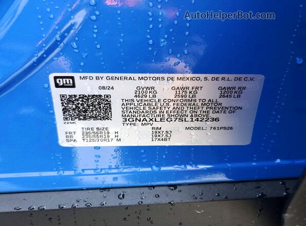 3GNAXLEG7SL142236 2025 CHEVROLET EQUINOX Blue Вид підкапотного простору