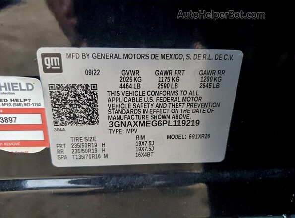 3GNAXMEG6PL119219 2023 CHEVROLET EQUINOX Black Vista del compartimento del motor
