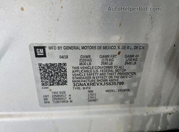 3GNAXREVXJS635799 2018 CHEVROLET EQUINOX Серебряный Вид подкапотного пространства