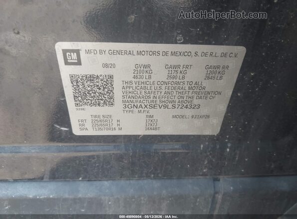 3GNAXSEV9LS724323 2020 CHEVROLET EQUINOX Black Вид підкапотного простору
