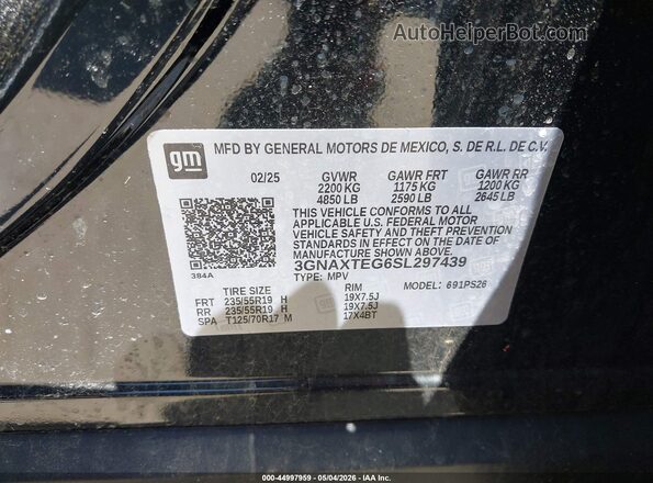 3GNAXTEG6SL297439 2025 CHEVROLET EQUINOX Black Vista del compartimento del motor