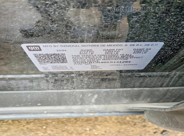 3GNKBCR46SS141264 2025 CHEVROLET BLAZER Black VIN კოდის სტიკერის ხედი