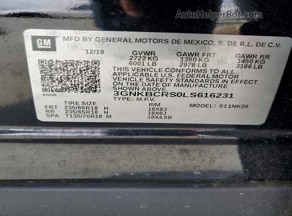 3GNKBCRS0LS616231 2020 CHEVROLET BLAZER Black Vista del compartimento del motor