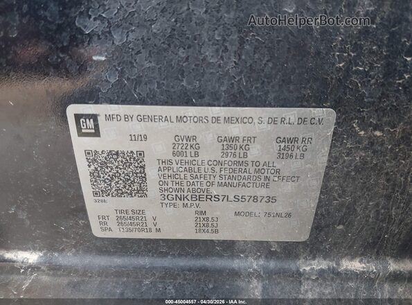 3GNKBERS7LS578735 2020 CHEVROLET BLAZER Черный Вид подкапотного пространства