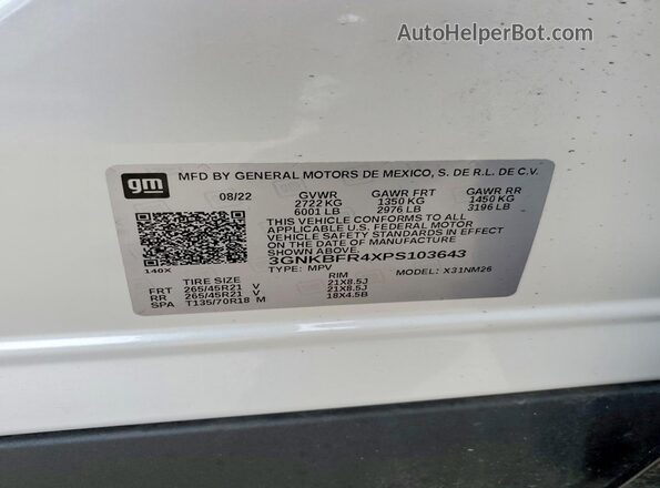 3GNKBFR4XPS103643 2023 CHEVROLET BLAZER White Вид підкапотного простору
