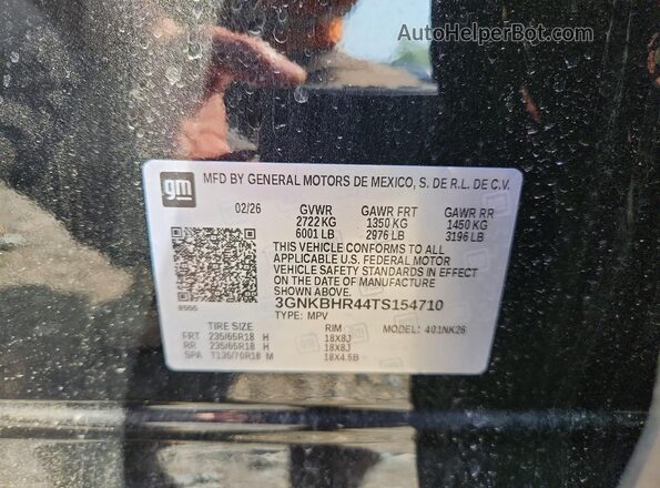 3GNKBHR44TS154710 2026 CHEVROLET BLAZER Черный Вид наклейки с VIN-кодом