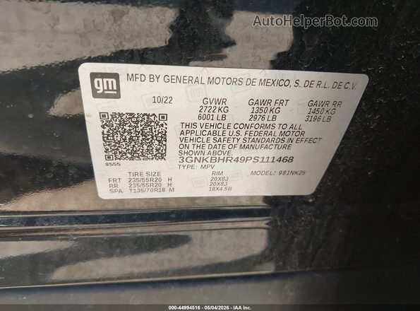 3GNKBHR49PS111468 2023 CHEVROLET BLAZER Black Widok komory silnika