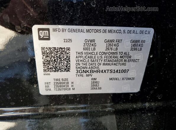 3GNKBHR4XTS141007 2026 CHEVROLET BLAZER Черный Панорамный вид салона 360°