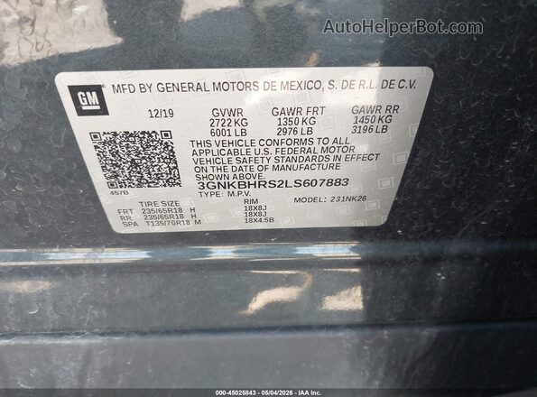 3GNKBHRS2LS607883 2020 CHEVROLET BLAZER Черный Вид подкапотного пространства