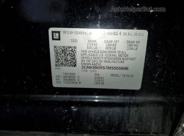 3GNKBKRS7MS555696 2021 CHEVROLET BLAZER Черный Вид наклейки с VIN-кодом