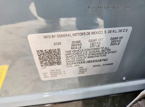 3GPKHXRJ8SS518762 2025 HONDA PROLOGUE Синий Панорамный вид салона 360°