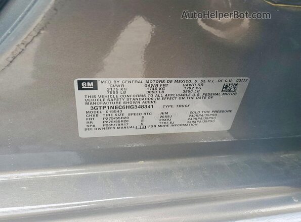 3GTP1NEC6HG348341 2017 GMC SIERRA Gray Vista del compartimento del motor