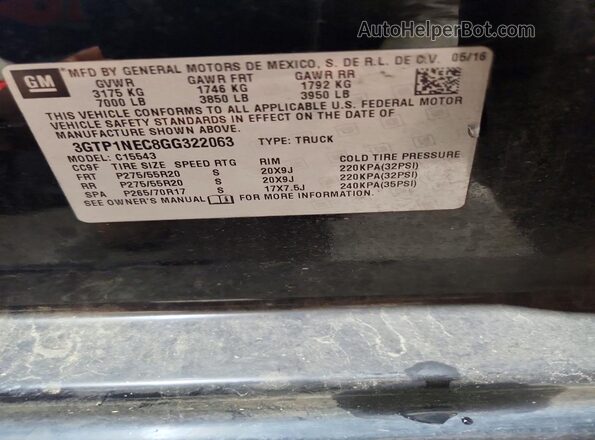 3GTP1NEC8GG322063 2016 GMC SIERRA Black Вид підкапотного простору