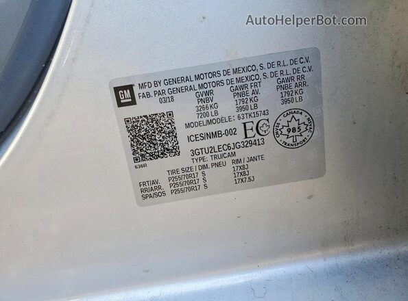 3GTU2LEC6JG329413 2018 GMC SIERRA Silver Вид підкапотного простору