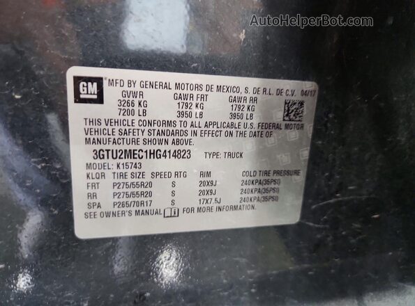 3GTU2MEC1HG414823 2017 GMC SIERRA Угольный Вид подкапотного пространства