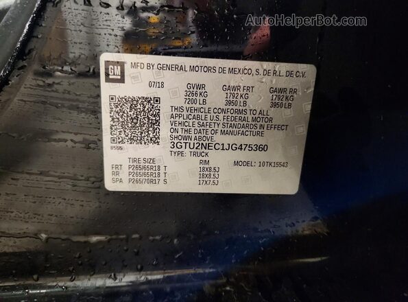 3GTU2NEC1JG475360 2018 GMC SIERRA Black Widok komory silnika