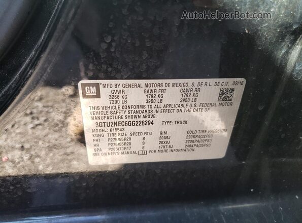 3GTU2NEC6GG228294 2016 GMC SIERRA Черный Вид подкапотного пространства