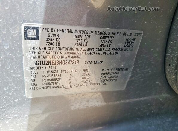 3GTU2NEJ8HG347318 2017 GMC SIERRA Серый Вид подкапотного пространства
