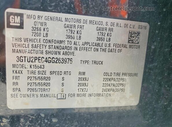 3GTU2PEC4GG263976 2016 GMC SIERRA Black Вид підкапотного простору