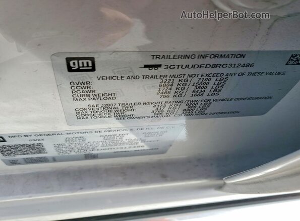 3GTUUDED8RG312486 2024 GMC SIERRA Белый Вид подкапотного пространства