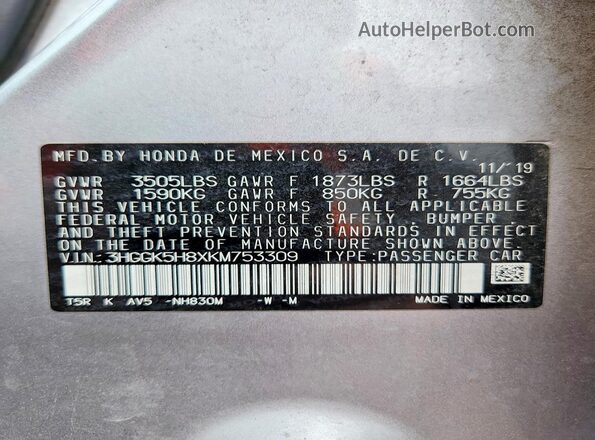 3HGGK5H8XKM753309 2019 HONDA FIT Серебряный Вид подкапотного пространства