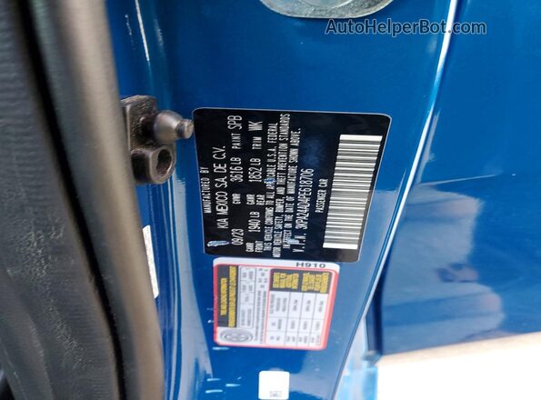3KPA24AD4PE618706 2023 KIA RIO Blue VIN sticker view