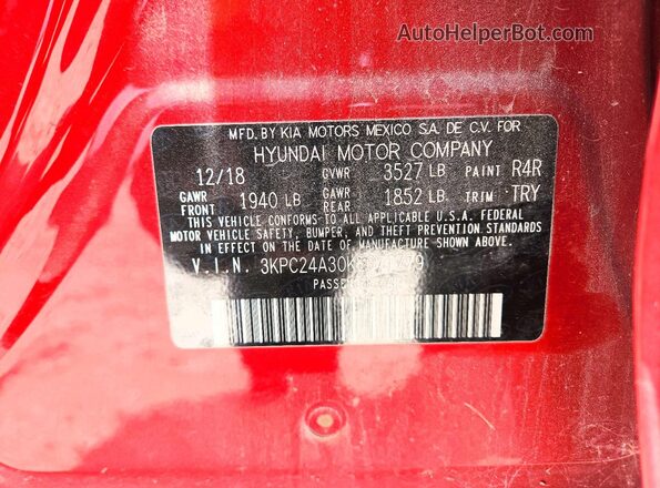 3KPC24A30KE071779 2019 HYUNDAI ACCENT Красный Вид подкапотного пространства