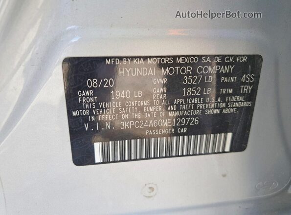 3KPC24A60ME129726 2021 HYUNDAI ACCENT Silver Widok komory silnika