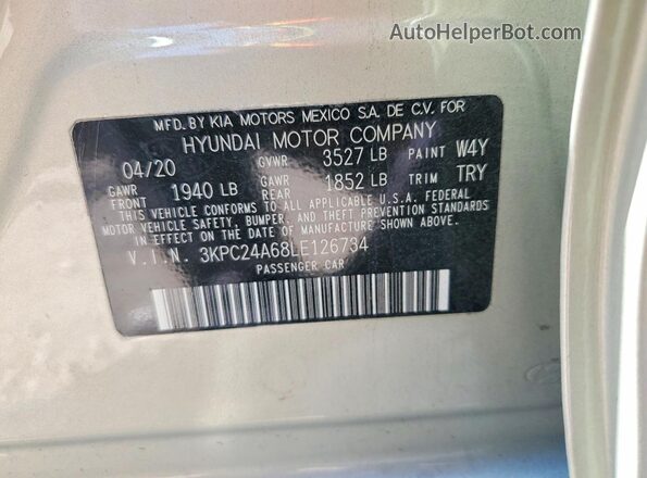 3KPC24A68LE126734 2020 HYUNDAI ACCENT Beige Vista del compartimento del motor