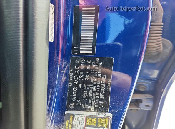 3KPF24AD0ME370195 2021 KIA FORTE Синий Вид наклейки с VIN-кодом