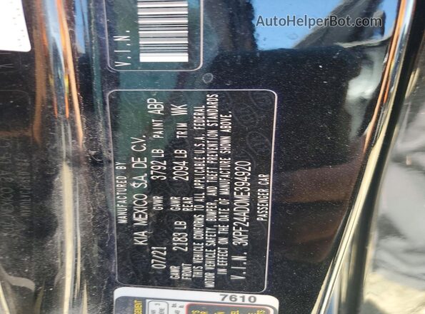 3KPF24AD0ME394920 2021 KIA FORTE Черный Вид наклейки с VIN-кодом