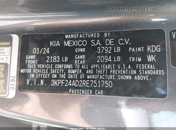 3KPF24AD2RE751750 2024 KIA FORTE Серый Вид подкапотного пространства
