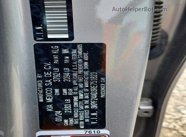 3KPF24AD3RE751823 2024 KIA FORTE Серый Вид подкапотного пространства