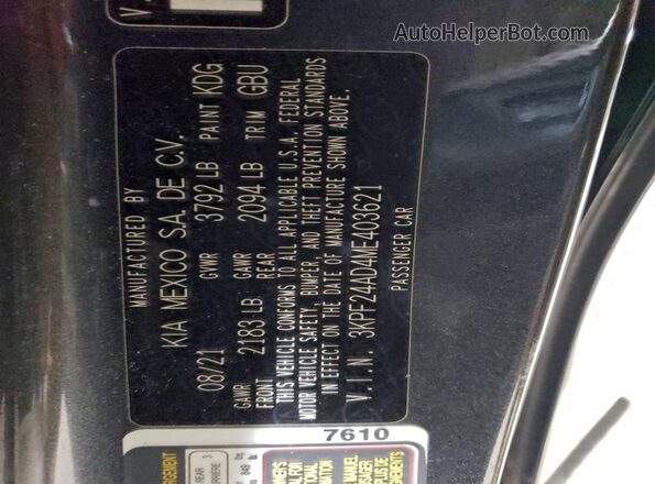 3KPF24AD4ME403621 2021 KIA FORTE Серый Вид подкапотного пространства