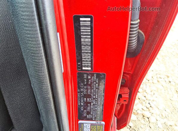 3KPF24AD4RE778173 2024 KIA FORTE Red Vista de la etiqueta del VIN