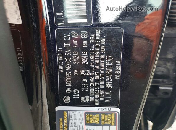 3KPF24AD8ME315767 2021 KIA FORTE Black Engine compartment view