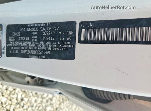 3KPF24AD8PE525869 2023 KIA FORTE Белый Вид наклейки с VIN-кодом