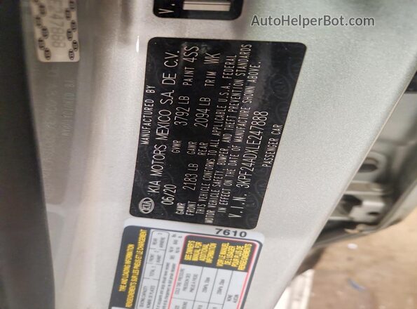 3KPF24ADXLE247888 2020 KIA FORTE Silver Вид підкапотного простору