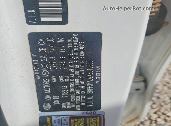 3KPF34AD2KE049656 2019 KIA FORTE Белый Вид подкапотного пространства