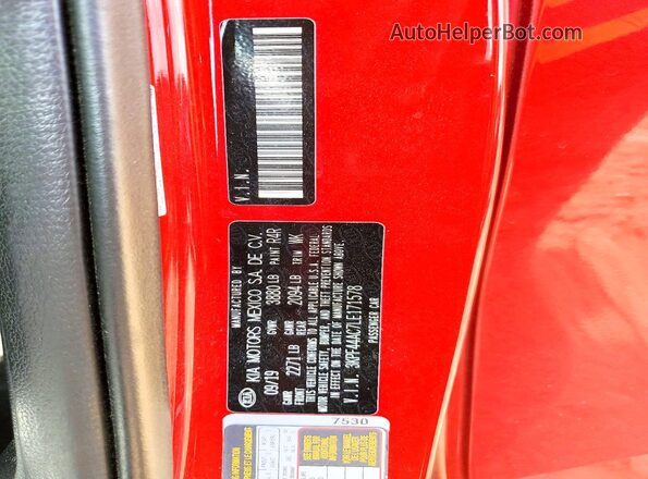 3KPF44AC7LE171578 2020 KIA FORTE Красный Вид подкапотного пространства