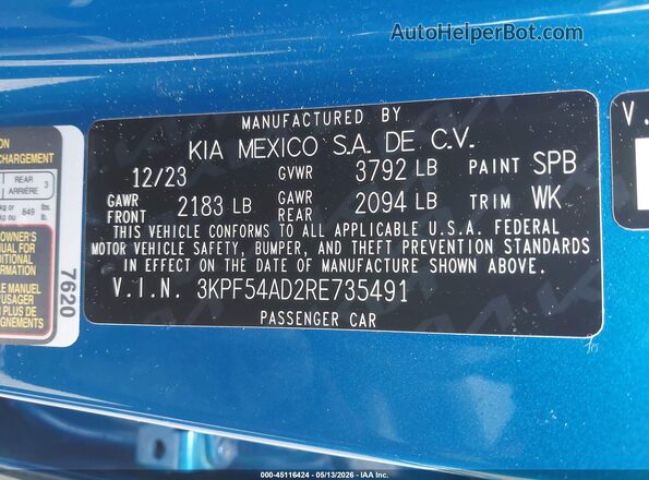 3KPF54AD2RE735491 2024 KIA FORTE Черный Вид подкапотного пространства